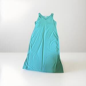 Columbia Sportswear Company Turquoise Maxi Dress Sleeveless V-Neck Bow 1X Easter
